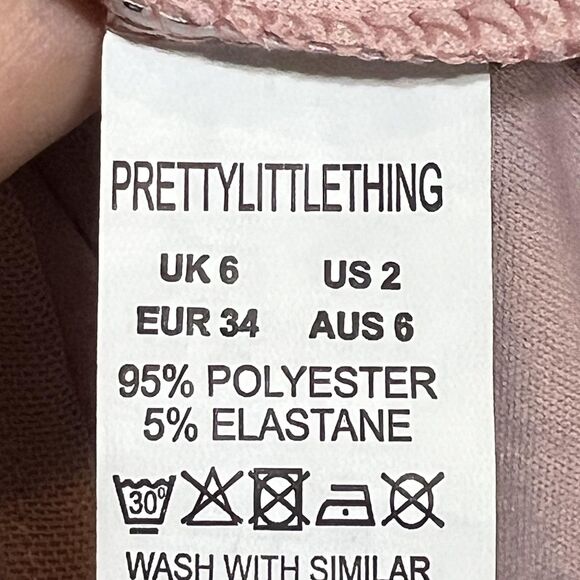 PRETTYLITTLETHING Dress Womens US 2 Pink Ruched Bodycon Mini Party Club V Neck - Picture 7 of 11